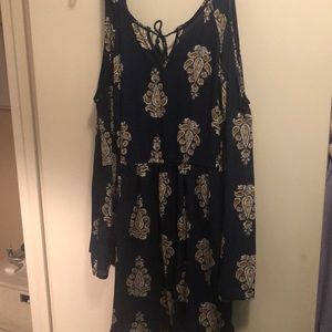 Open Shoulder Navy Dress